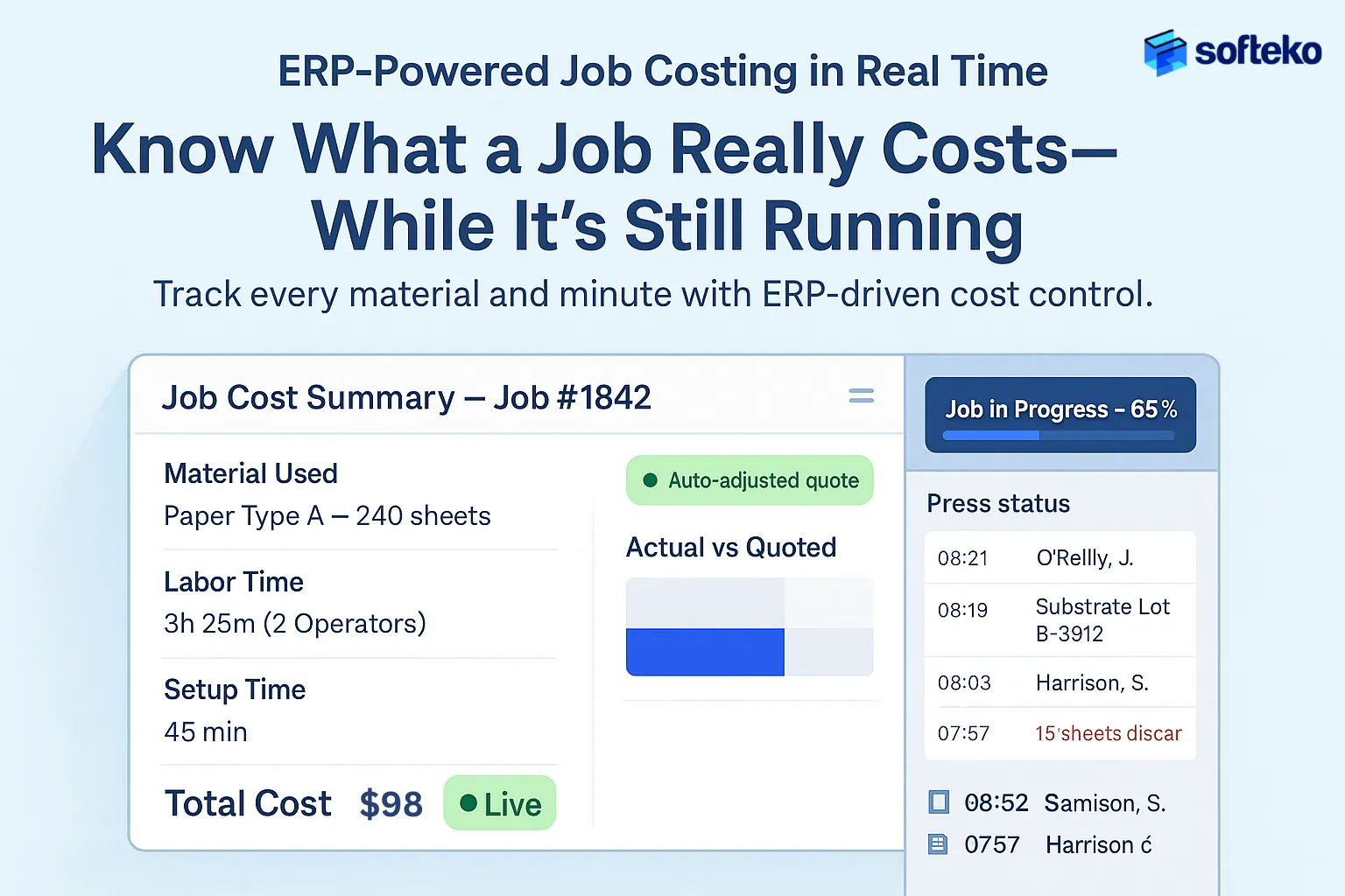erp powered job costing in real time
