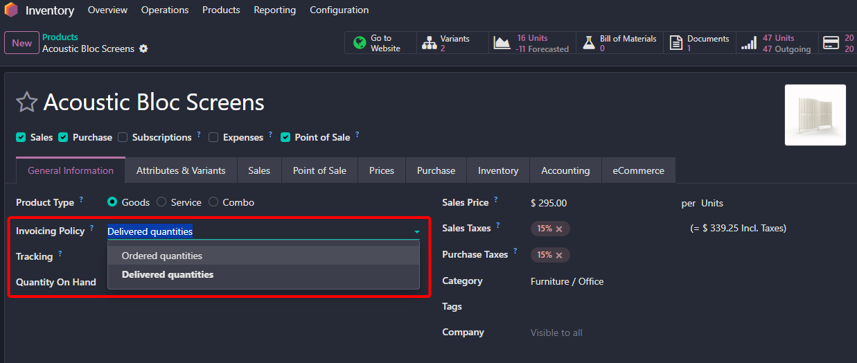 Odoo Invoicing Policy 2